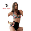 Image of 2018 Plus Size Sexy Print Push Up Bikini Black Set