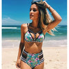 Image of 2018 New High Waist Push Up Print Brazilian Bikini Set