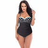 Image of Plus Size One Piece Print Dot Underwire Padded Push Bathing Suit