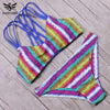 Image of Green Print Halter Top Beach wear Bathing Suits
