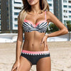 Image of Large Size Striped Patchwork Push up Bikini Set