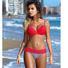Image of Low Waisted Bathing Suits Halter Top Push Up Bikini Set