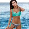 Image of Low Waisted Halter Top Push Up Bikini Set Plus Size