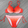 Image of XXL Gradient Push Up Two Piece Beach Neon Scrunch Bikini Set