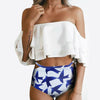Image of Ruffle Vintage Striped Bottom Bikini Set