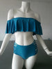 Image of Pink Solid Off Shoulder Bikini Cute Set
