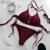 Image of Brazilian Cross Hollow Cross Strap Push Up Bikini Set