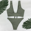 Image of Two-Pieces Swimwear Solid Sleeveless Bodysuits Hollow Out Bikini Suit