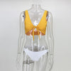 Image of Two-Pieces Swimwear Solid Sleeveless Bodysuits Hollow Out Bikini Suit