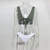Image of Two-Pieces Swimwear Solid Sleeveless Bodysuits Hollow Out Bikini Suit