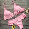 Image of Ruffled Pink Padded Bikini Set