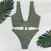 Image of Two-Pieces Swimwear Solid Sleeveless Hollow Out Bathing Suit