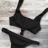 Image of Solid V Neck Bikinis Set