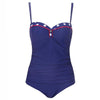 Image of Plus Size One Piece Print Dot Underwire Padded Push Bathing Suit