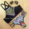 Image of Geometry Black Print High Neck Push Up Bikini Set
