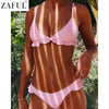 Image of Ruffle Padded Plunge Push Up Bikini Set