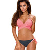 Image of Cross Patchwork Halter Top Print Bikini Set