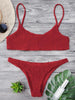 Image of Cami Smocked Bikini Top and Bottoms Sexy Low Waisted Spaghetti Straps Swimsuit