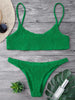 Image of Cami Smocked Bikini Top and Bottoms Sexy Low Waisted Spaghetti Straps Swimsuit