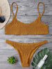 Image of Cami Smocked Bikini Top and Bottoms Sexy Low Waisted Spaghetti Straps Swimsuit