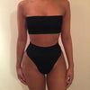 Image of High Waist Bikini Swimsuit Solid Bikini Set