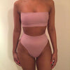 Image of High Waist Bikini Swimsuit Solid Bikini Set