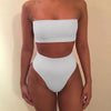 Image of High Waist Bikini Swimsuit Solid Bikini Set