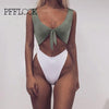 Image of Two-Pieces Swimwear Solid Sleeveless Hollow Out Bathing Suit