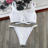 Image of New Solid Button Chest Knot Red Black Brazilian Bikini Set