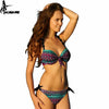 Image of Print Floral Brazilian Push Up Halter Bikini Set