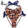 Image of Print Floral Brazilian Push Up Halter Bikini Set