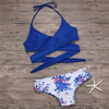 Image of Cross Push Up Swimwear Women Floral Brazilian Bikinis Set