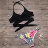 Image of Cross Push Up Swimwear Women Floral Brazilian Bikinis Set
