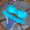Image of 2018 Striped Sexy Patchwork Retro Bikini Set