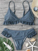 Image of Ruffle Padded Plunge Push Up Bikini Set