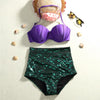 Image of Retro Mermaid Swimsuit Underwire Push up High Waist Bikini Set