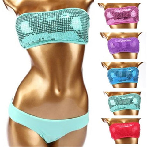 Vintage Sequined Swimwear Push Up Bathing Suit