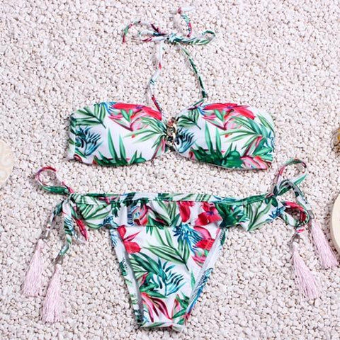 String Reversible  Halter High Neck Bikini Set