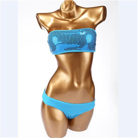 Vintage Sequined Swimwear Push Up Bathing Suit