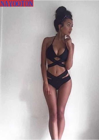 Push-Up Sexy Black  Halter Swimsuit