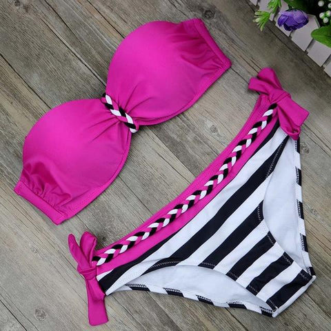 Two-Piece Beachwear  Striped Bodysuit