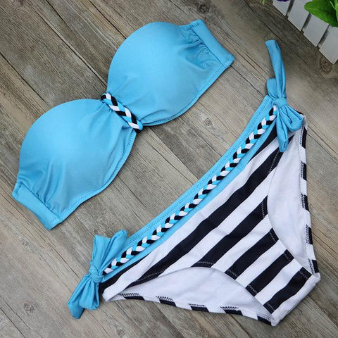 Two-Piece Beachwear  Striped Bodysuit