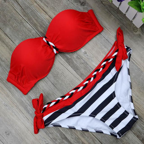 Two-Piece Beachwear  Striped Bodysuit