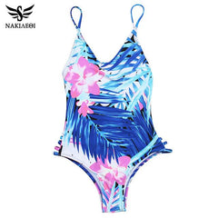One Piece Green Leaf Bodysuit Bandage Cut Out Beach Bathing Suit  Swimsuit XL