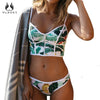 Image of Sexy Floral Thong Zipper High Neck Plus Size  Bikini