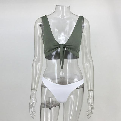 6 color Women's Swimwear Hanging neck design Two Pieces  bikini suit
