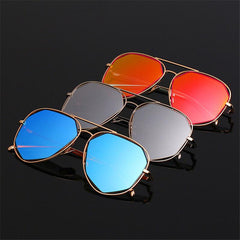 Designer Twin-Beam Aviation Mirror Flat Panel Lens Summer Shades