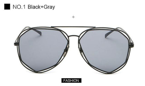 Designer Twin-Beam Aviation Mirror Flat Panel Lens Summer Shades