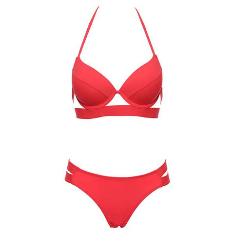 Sexy Push Up Low Waist Halter Bikinis Suit