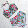 Image of Sexy Floral Print High Waist Bikini Set